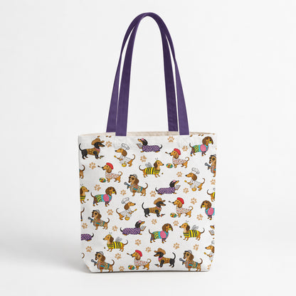 Dachshund Canvas Tote Bag Dashing Dachshund Dreams