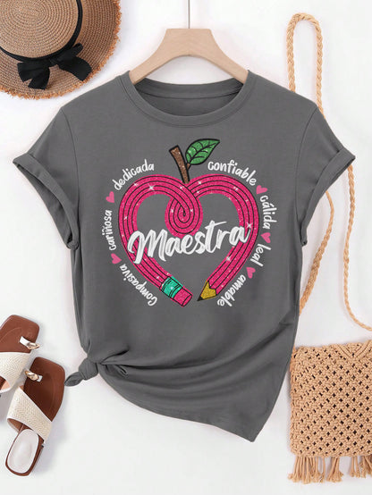 Spanish Teacher Graphic Tee Maestra’s Pink Heart
