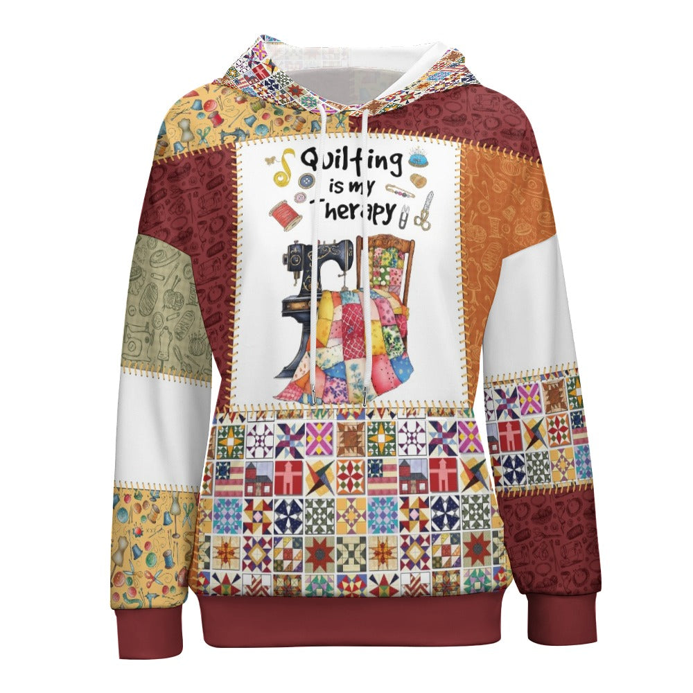 Sewing Lover Dropped Sleeve Hoodie Quilting Is My Therapy