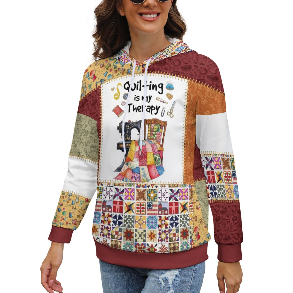 Sewing Lover Dropped Sleeve Hoodie Quilting Is My Therapy
