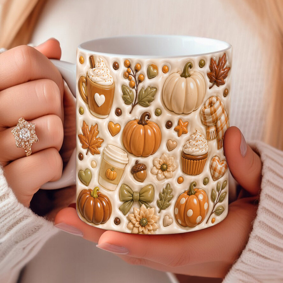 Cozy Fall Favorites Pumpkin Ceramic Mug