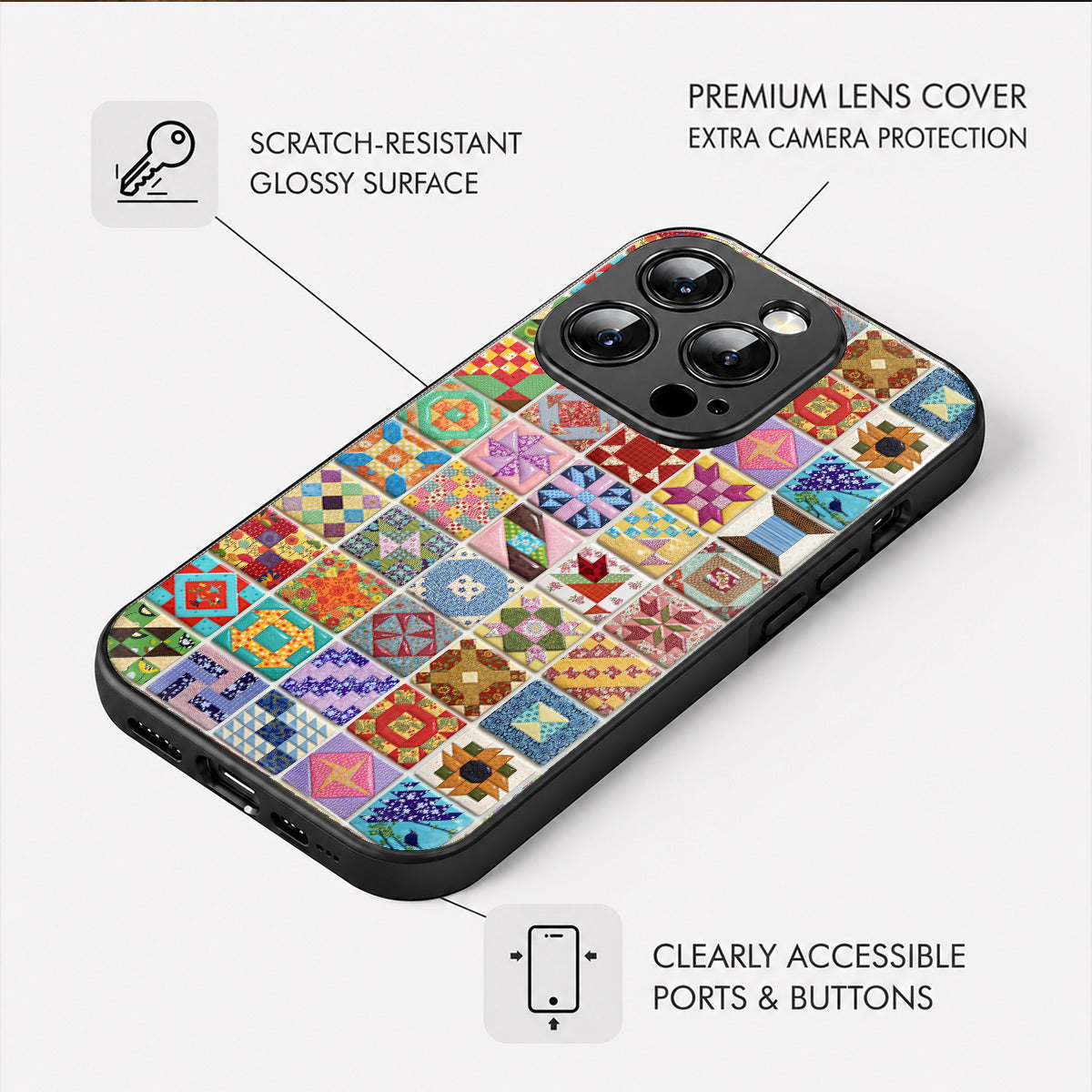 Sewing Lover Phone Case Country Garden Quilt Blocks