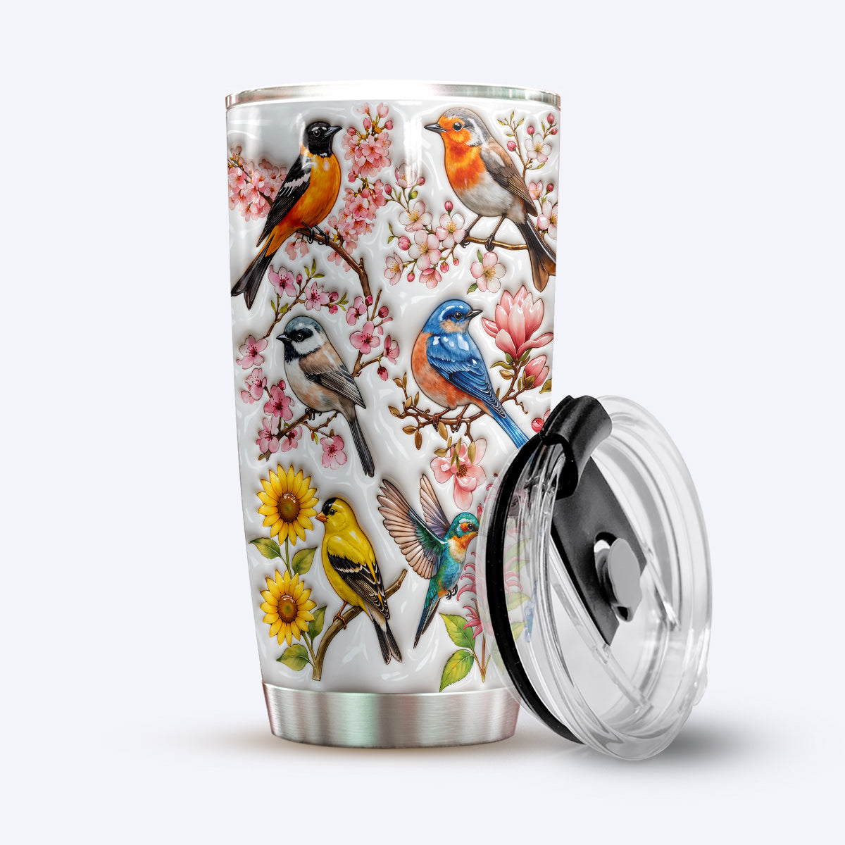 Bird Lovers 20 oz Tumbler Spring Birds Blossom Garden
