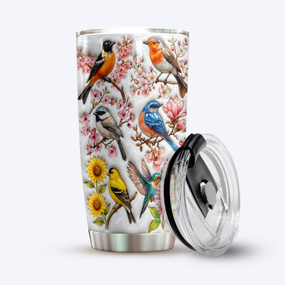 Bird Lovers 20 oz Tumbler Spring Birds Blossom Garden