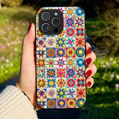 Sewing Lover Phone Case Colorful Super Star Quilt Blocks