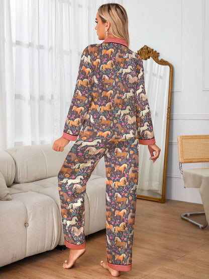 Horse Classic Pajama Set Floral Trot
