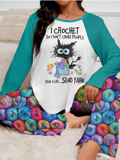 Crochet Lover Raglan Lounge Pajamas Send Me Yarn