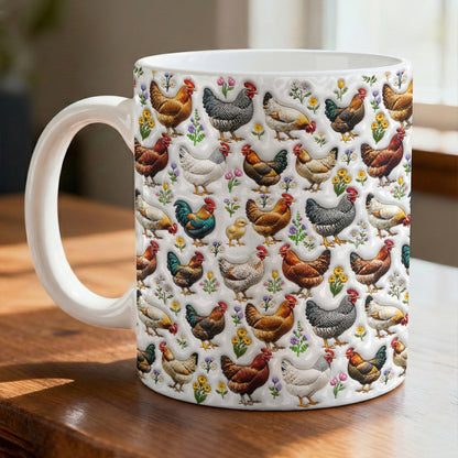 Chicken Ceramic Mug Country Chickens In Bloom
