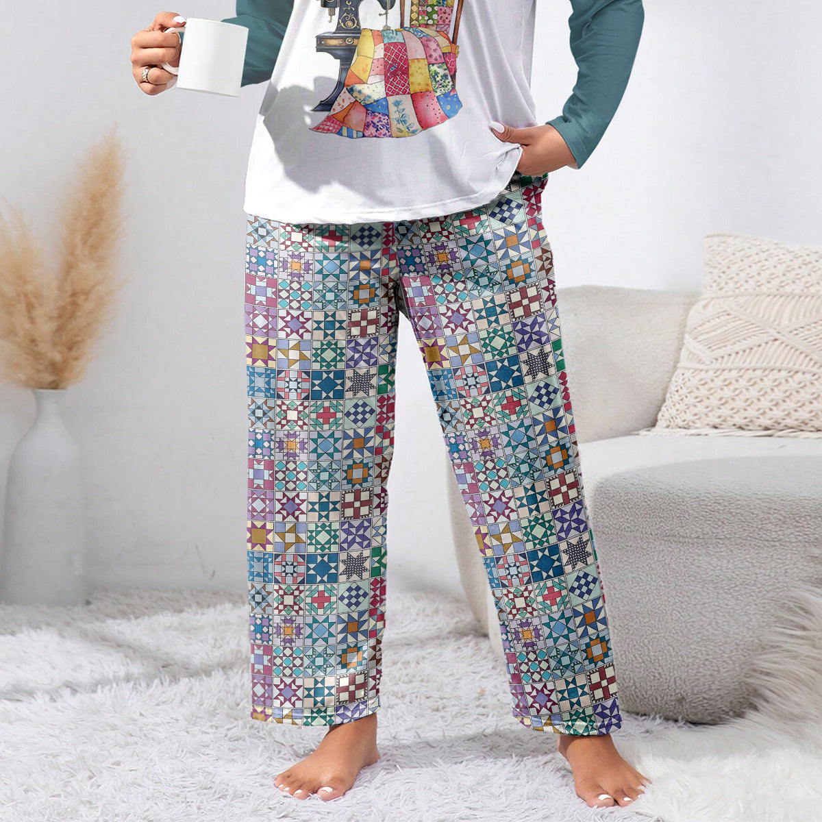Sewing Lover Lounge Pants Traditional Quilt Blocks
