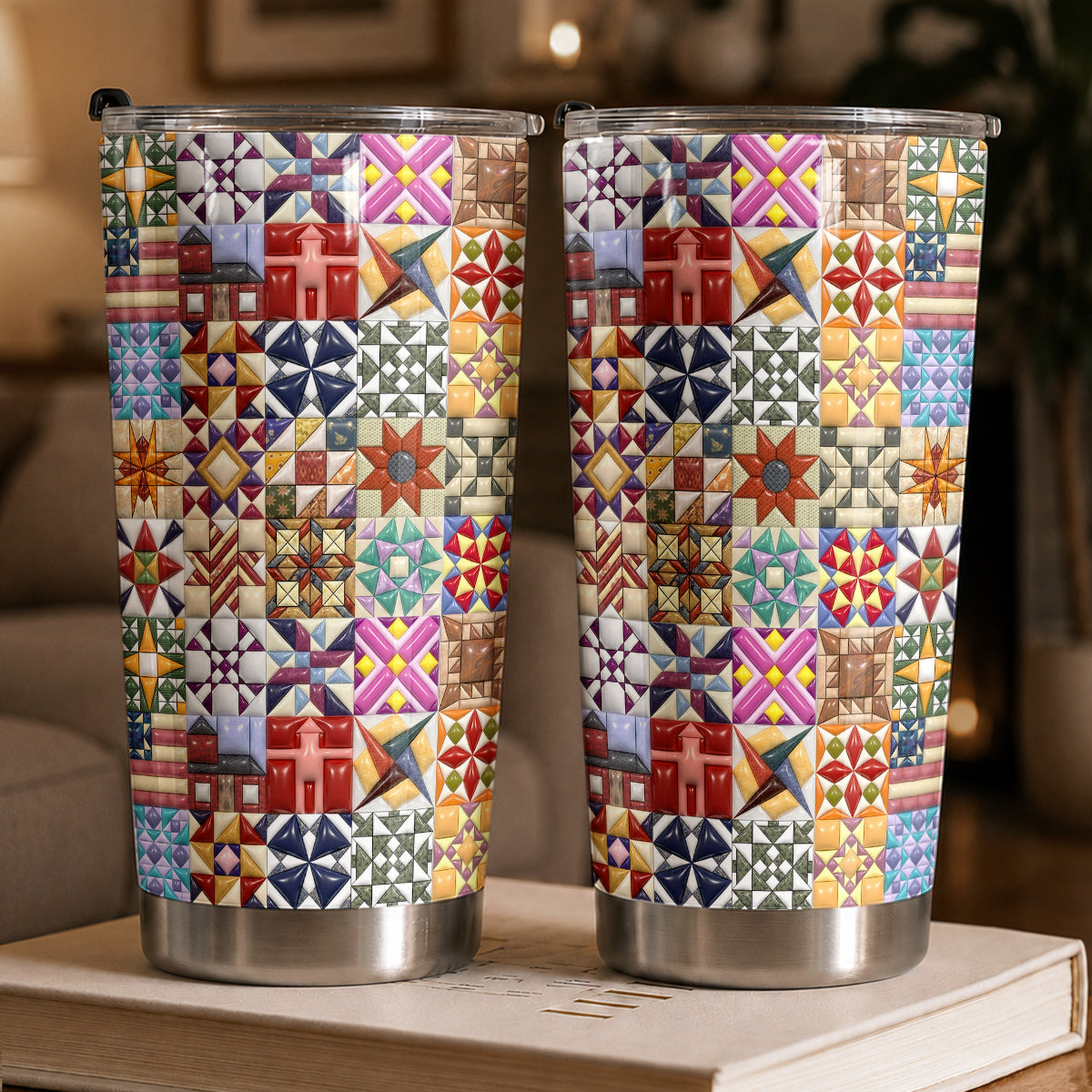 Sewing Lover 20 oz Tumbler Quilt Blocks