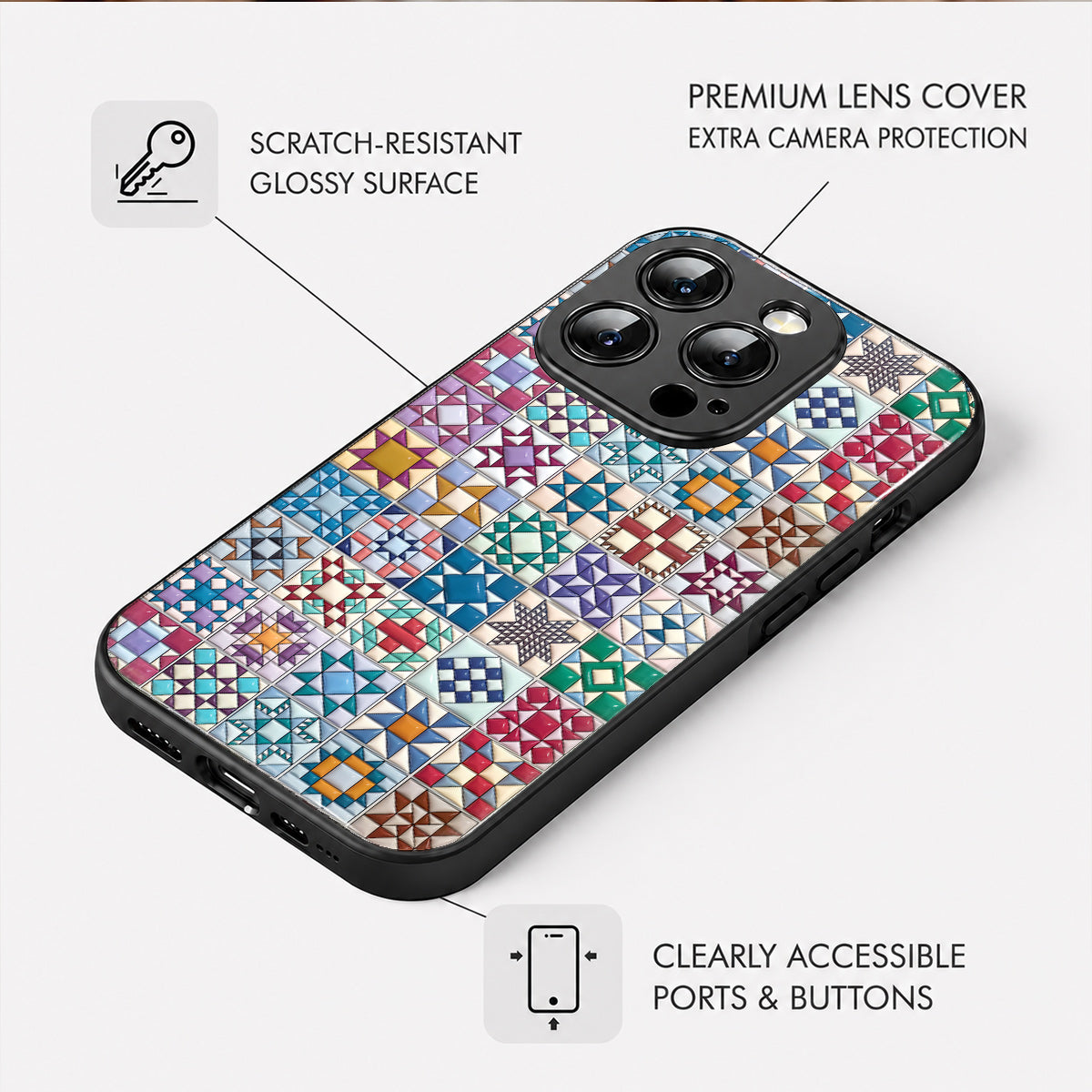 Sewing Lover Phone Case Traditional Quilt Blocks