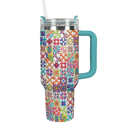 Sewing Lover 40 oz Tumbler Colorful Quilt Blocks