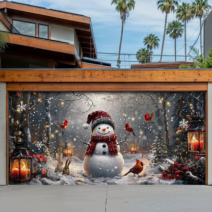 Christmas Garage Door Banner Decoration - Christmas in the Quiet Woods Winter Blessings