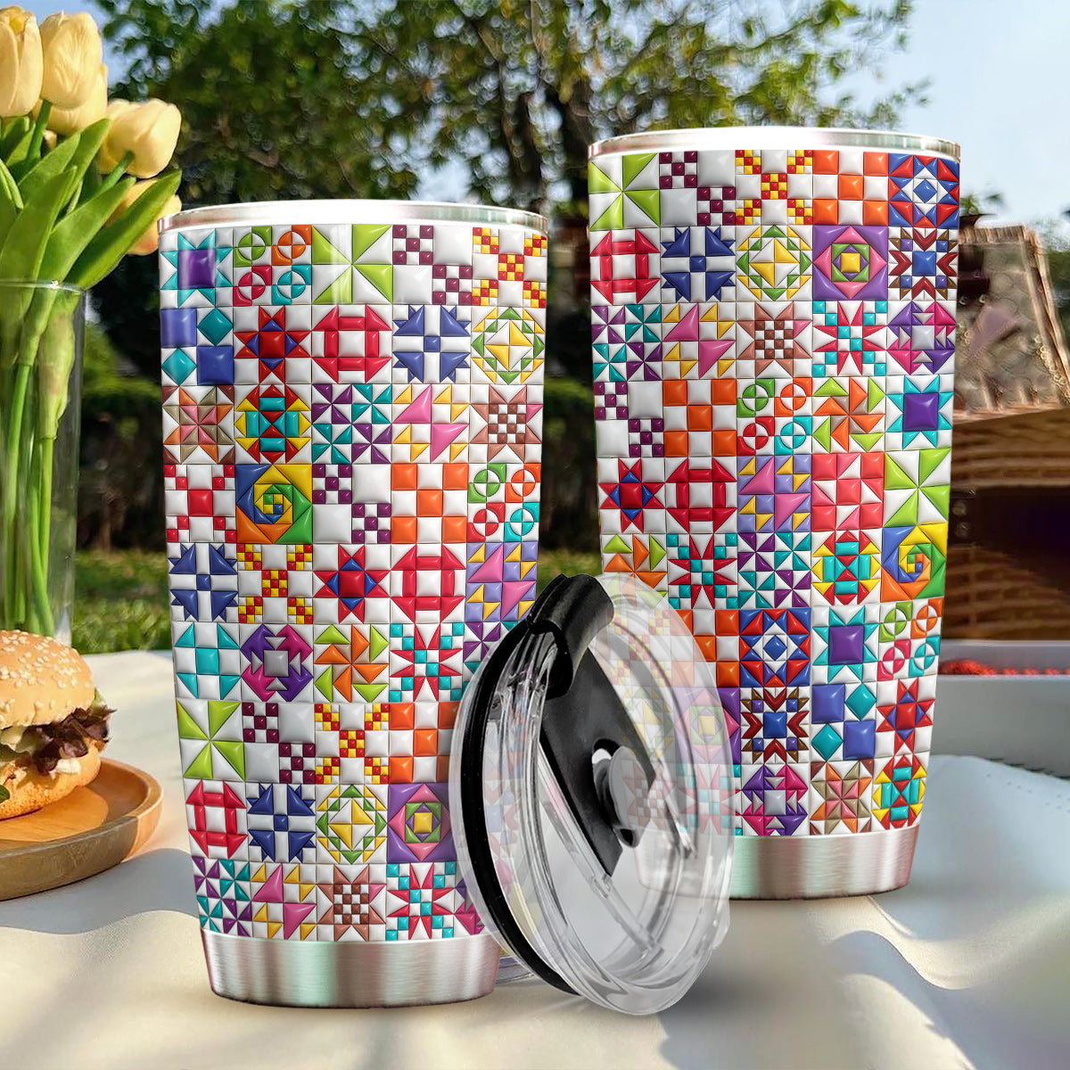 Sewing Lover 20 oz Tumbler Colorful Quilt Blocks