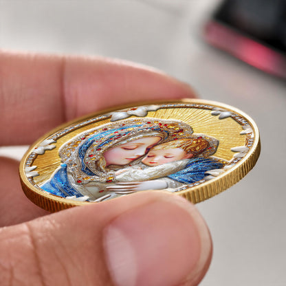 Our Lady of Grace Premium 3D Commemorative Coin – Hail Mary Prayer Keepsake