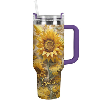 Personalized Golden Sunflower Garden 40 oz Tumbler