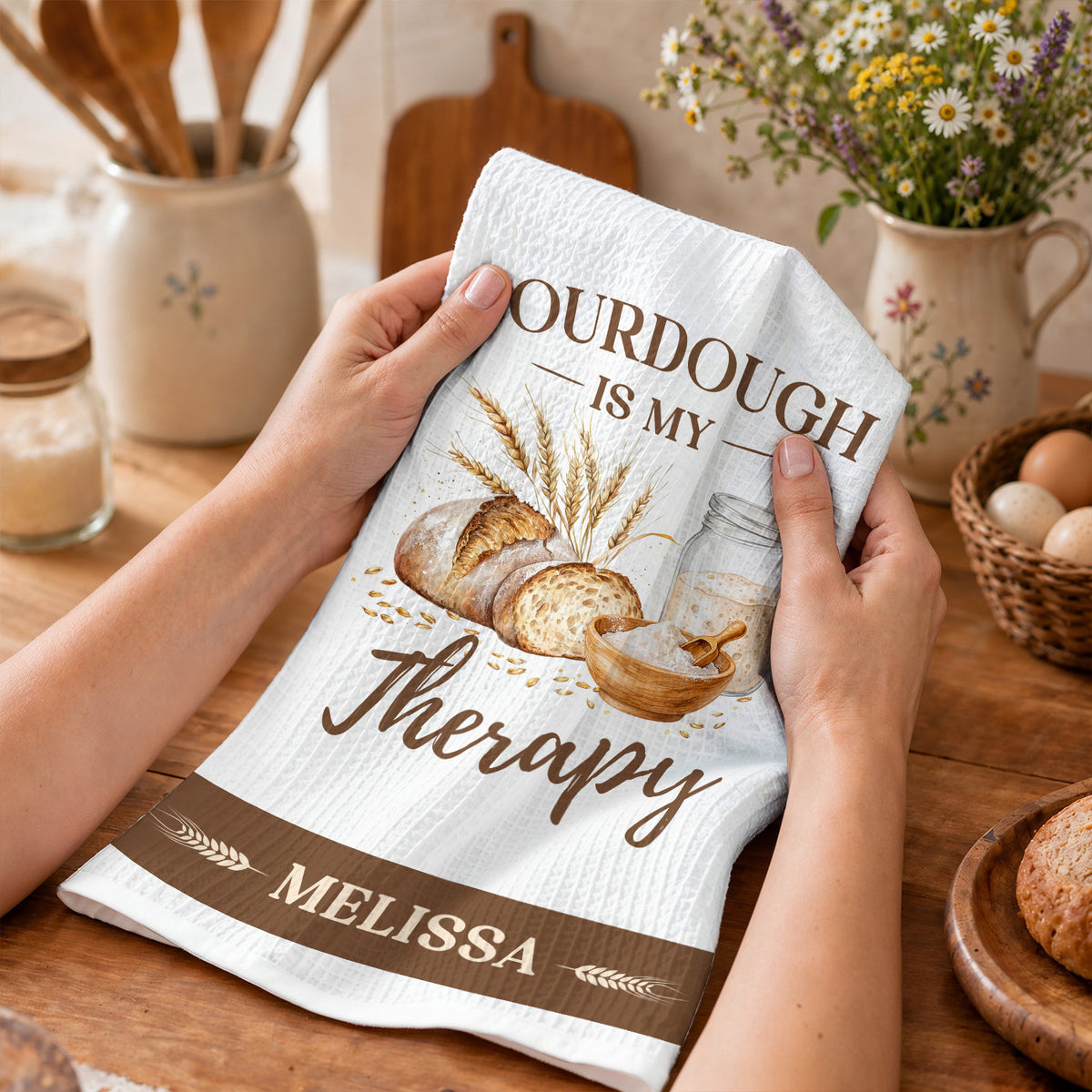 Baking Kitchen Towel Sourdough Is My Therapy Personalized Gift For Bakers