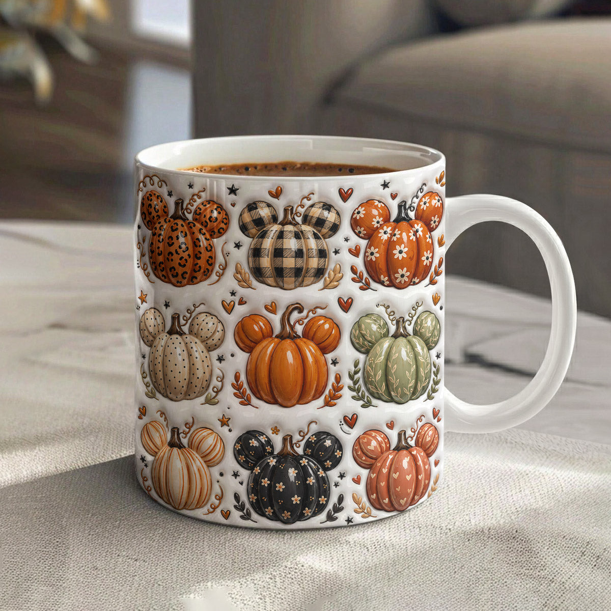 Fall Ceramic Mug Pumpkins & Cozy Memories