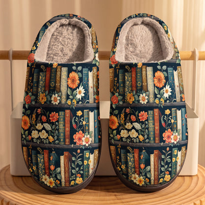 Vintage Floral Library Fleece Lined Slippers