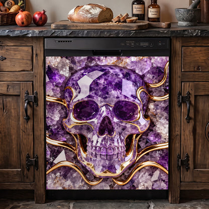 Skull Magnetic Dishwasher Cover Amethyst Crystal Skull