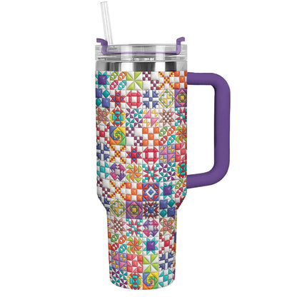 Sewing Lover 40 oz Tumbler Colorful Quilt Blocks