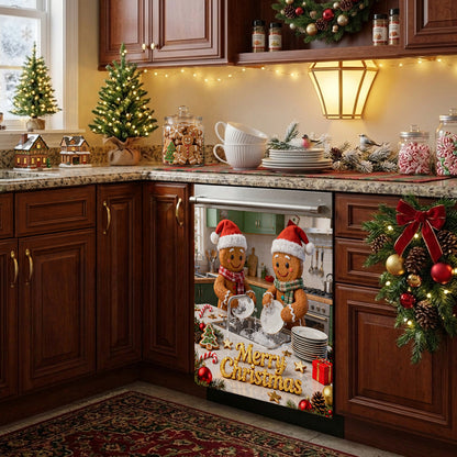 Christmas Magnetic Dishwasher Cover Gingerbread Christmas Kitchen Cheer