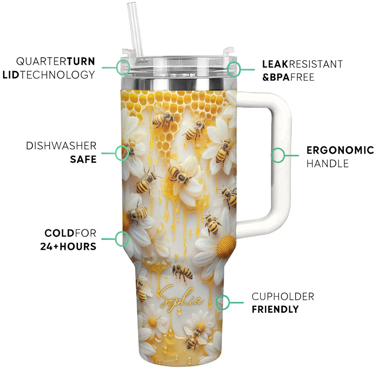 Personalized Honeybee Garden 40 oz Tumbler