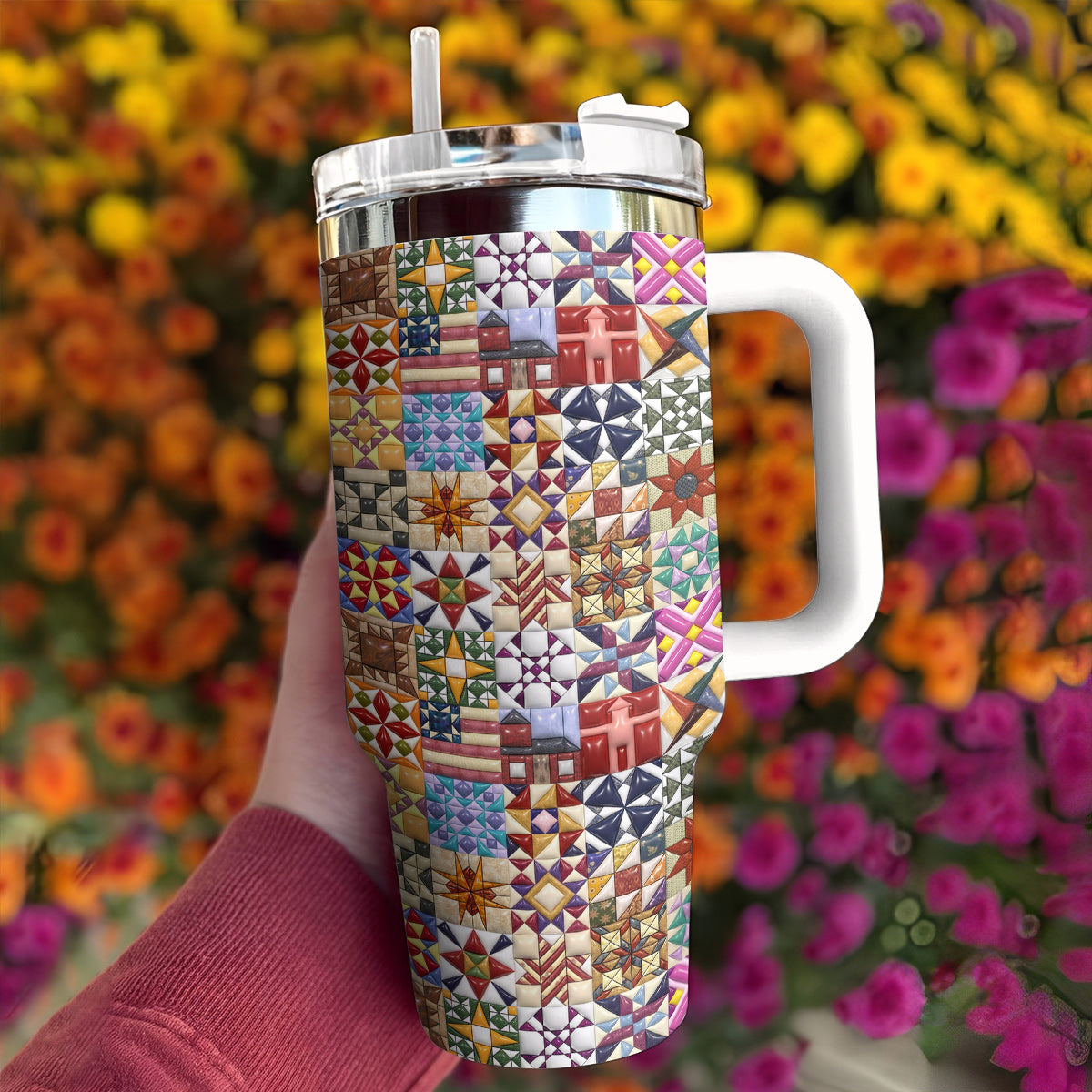 Sewing Lover 40 oz Tumbler Quilt Blocks