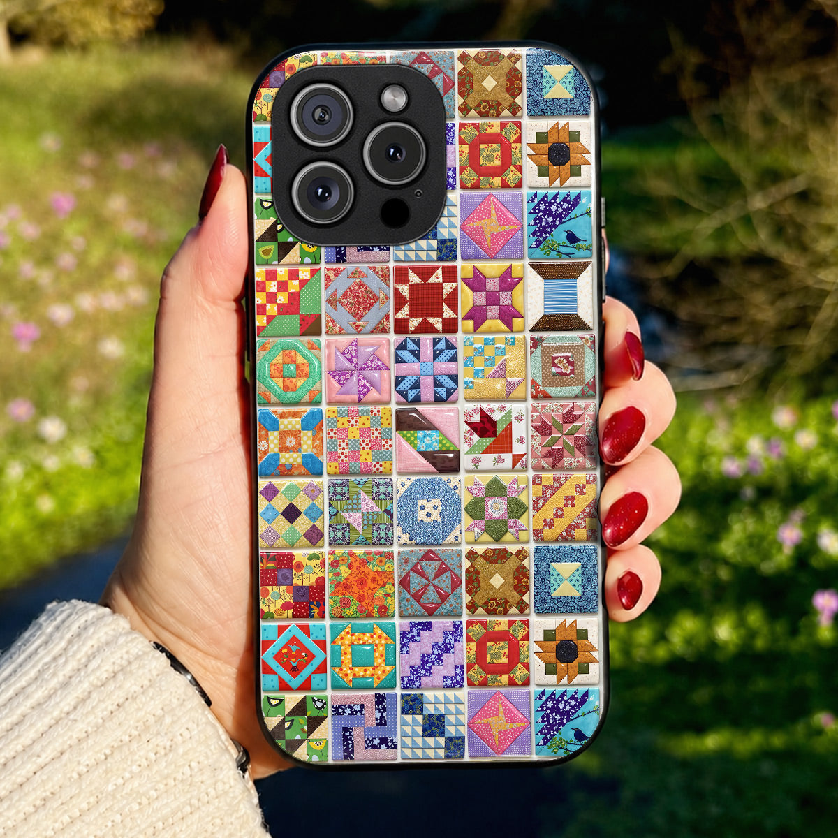 Sewing Lover Phone Case Country Garden Quilt Blocks
