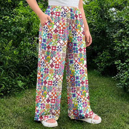 Sewing Lover Lounge Pants Colorful Quilt Blocks