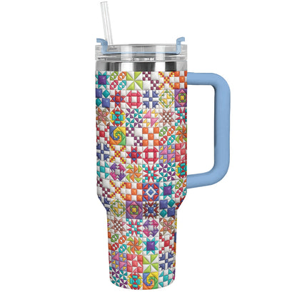 Sewing Lover 40 oz Tumbler Colorful Quilt Blocks