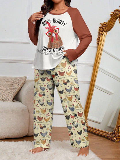 Chicken Raglan Lounge Pajamas She Is Beauty She Is Grace Chicken Breeds