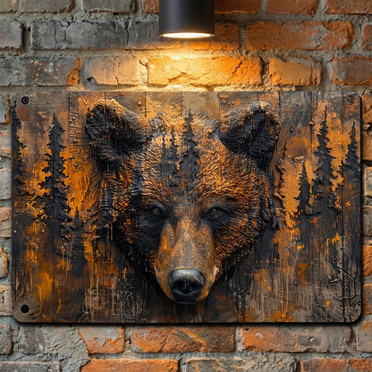 Bear 2D Metal Sign Rustic Grizzly Spirit