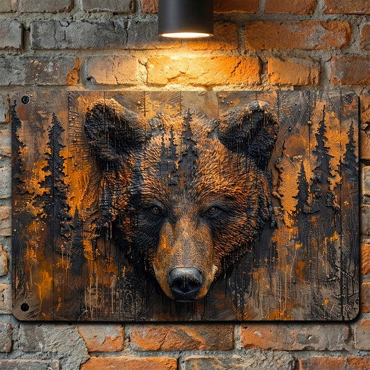 Bear 2D Metal Sign Rustic Grizzly Spirit