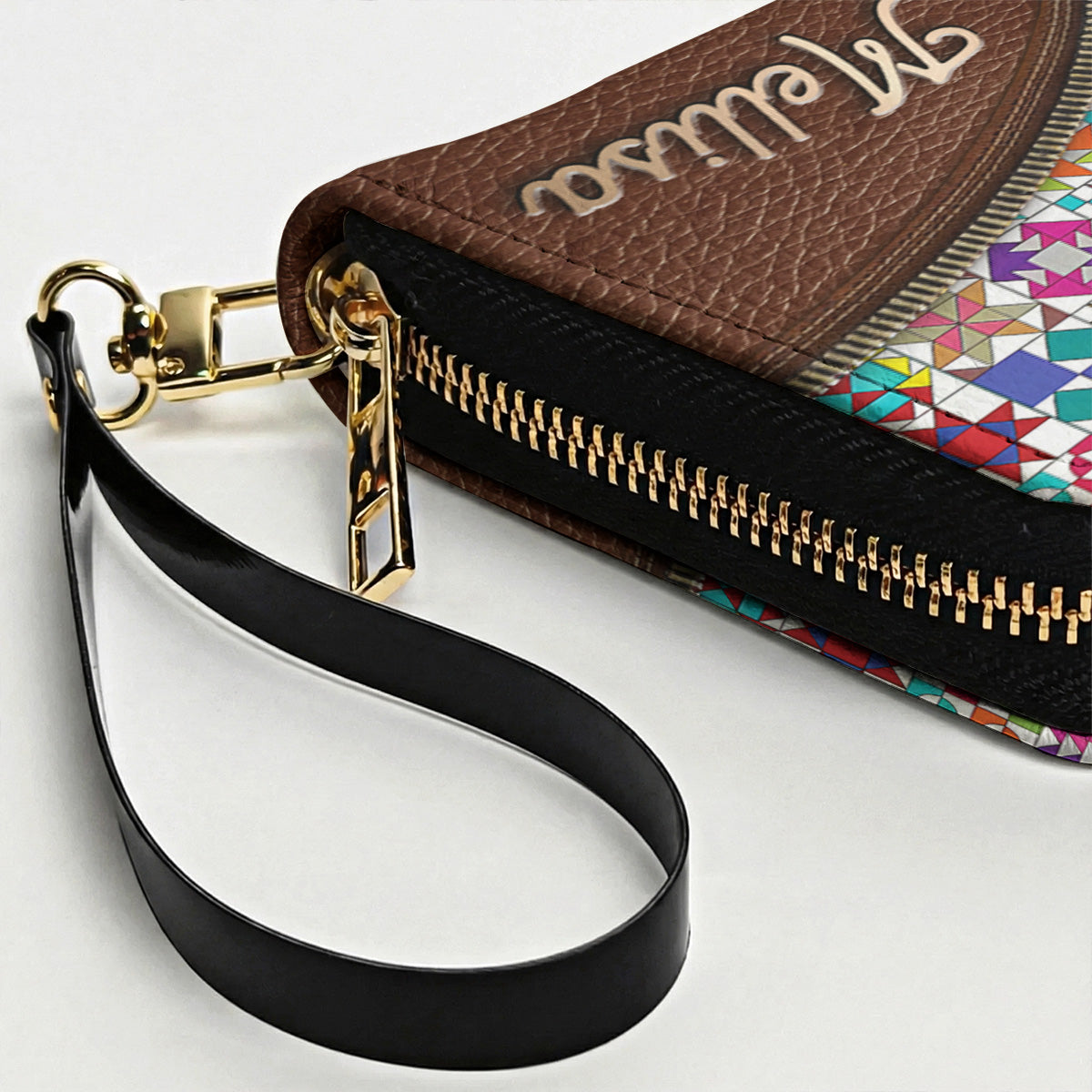 Sewing Lover Leather Wallet Personalized ColorBust Quilt Blocks