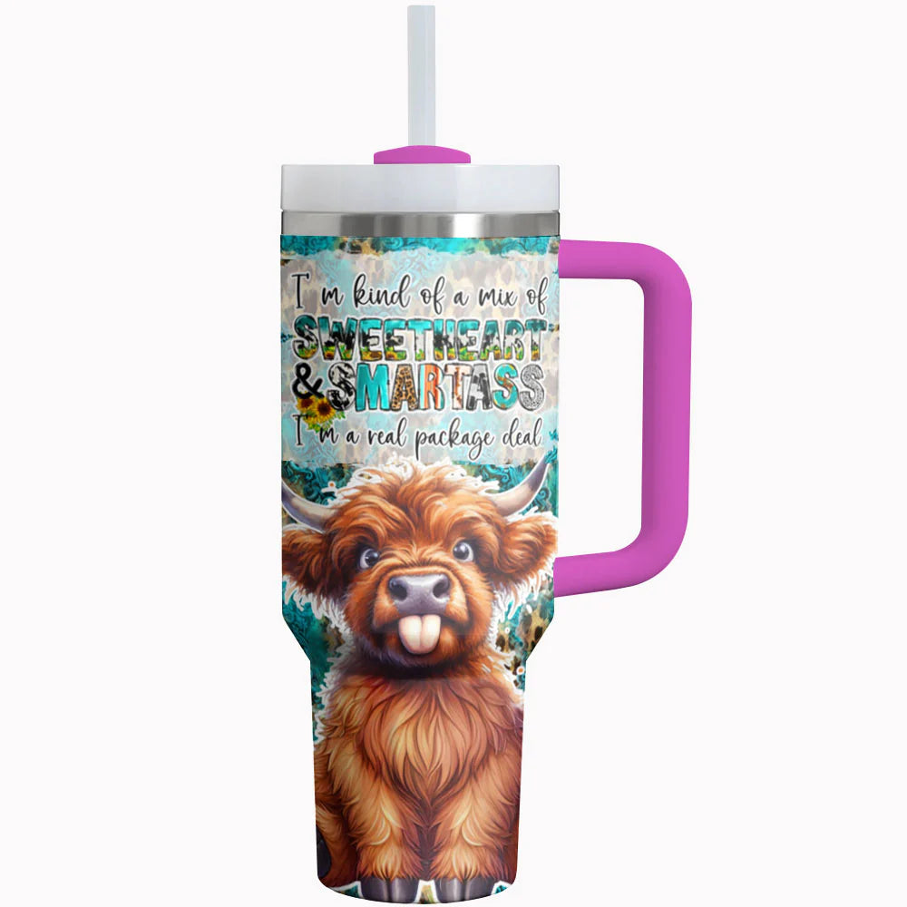 Highland Cow 40Oz Tumbler A Mix Of Sweetheart & Smartass