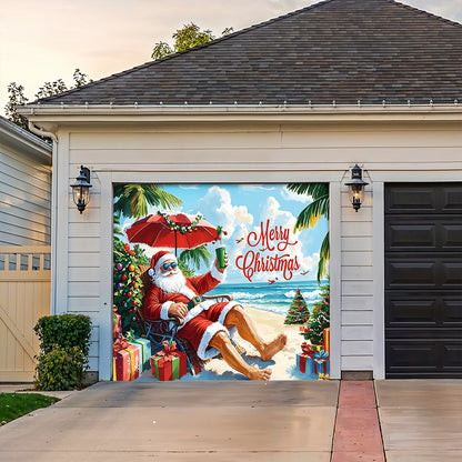 Santa Claus Garage Door Banner - Santa’s Tropical Christmas