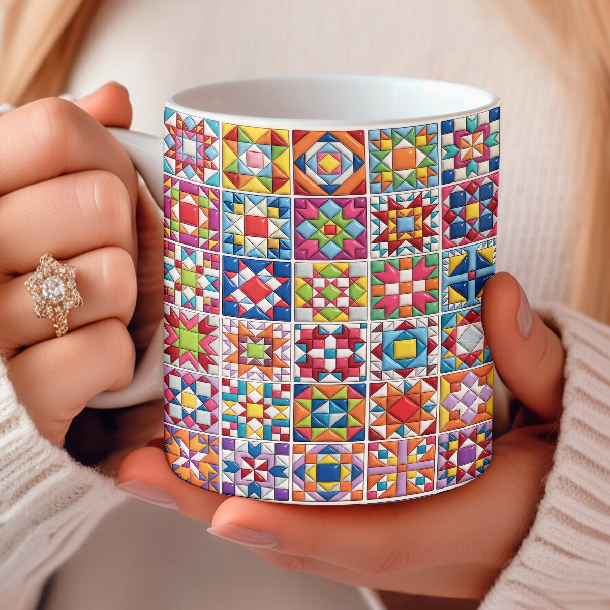 Sewing Lover 11Oz Mug Geometric Quilt Garden