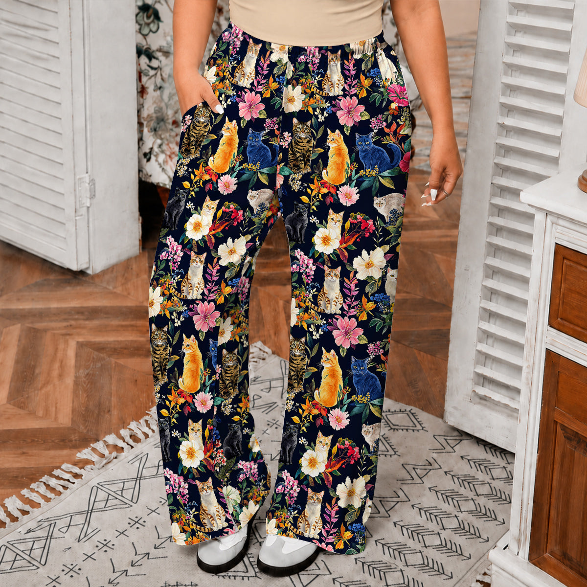 Cat Lounge Pants Moonlit Garden Whiskers