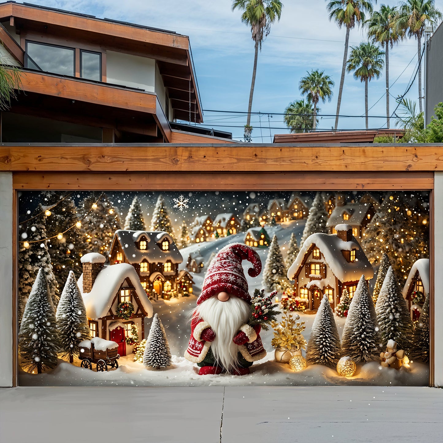 Christmas Garage Door Banner Decoration - Gnome of the Enchanted Christmas Village