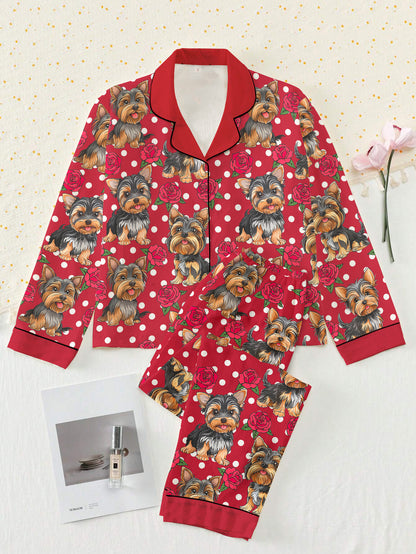 Yorkshire Terrier Classic Pajama Set Yorkie Rose Dreams