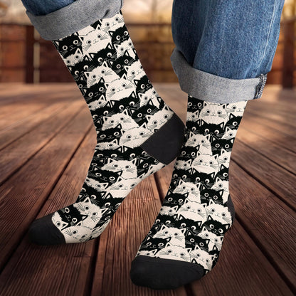 Cat Crew Socks Cute Fat Cats