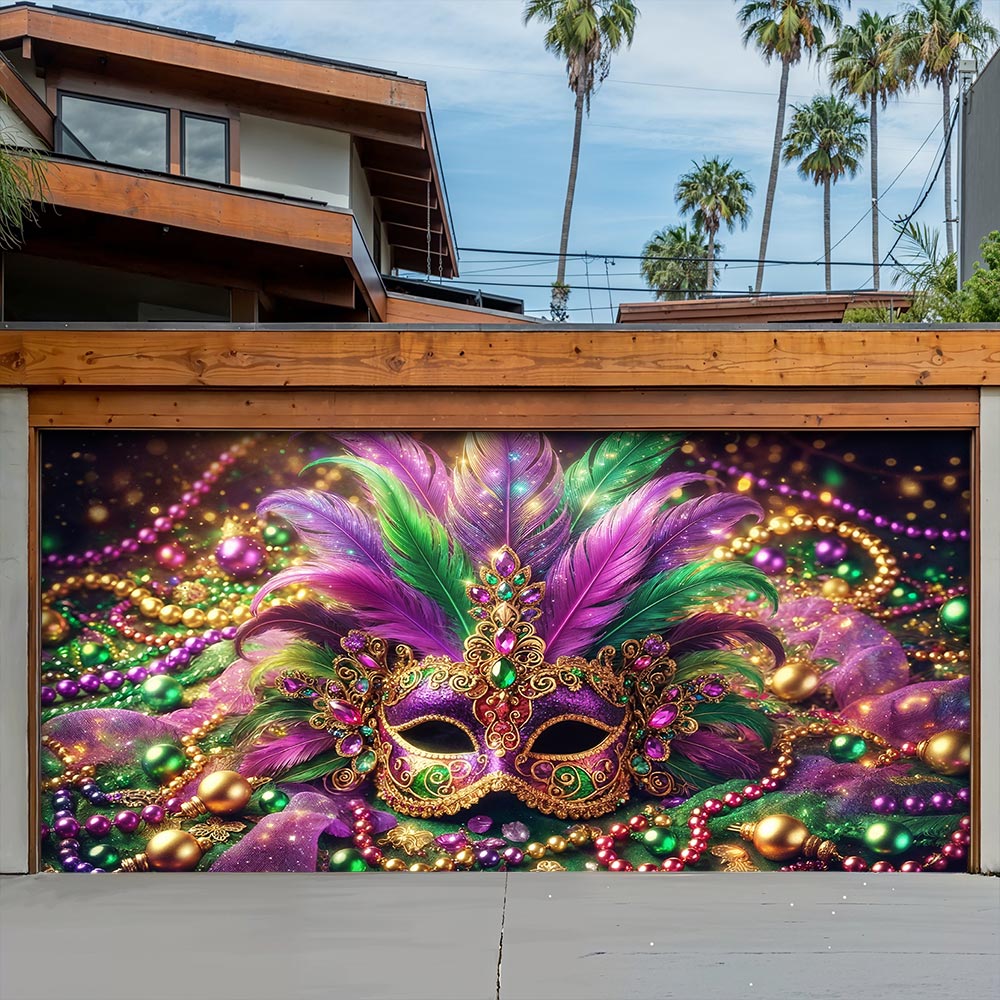 Mardi Gras Garage Door Banner Decoration - Crown of Carnival