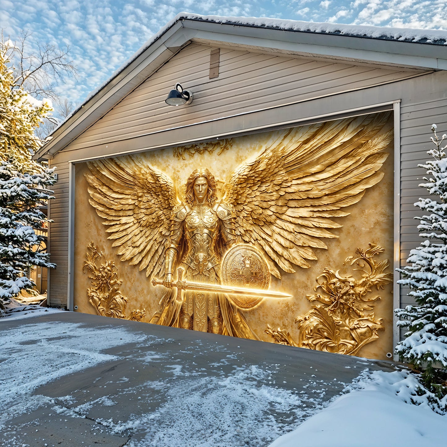 God Garage Door Banner Decoration - Archangel Michael Protect This Home