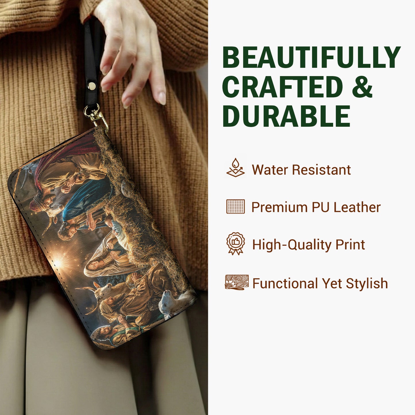 God Leather Wallet A Holy Night in Warm Light