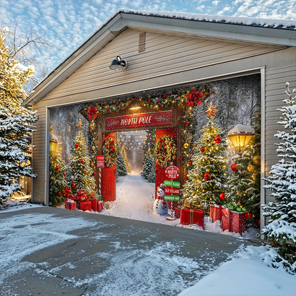 Christmas Garage Door Banner Decoration - Gateway to the North Pole Magic