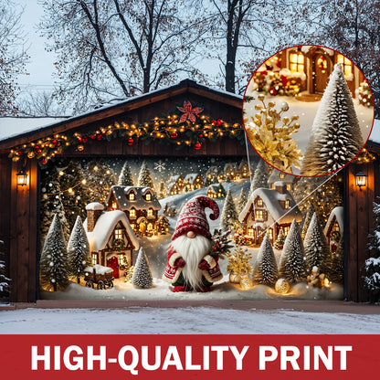 Christmas Garage Door Banner Decoration - Gnome of the Enchanted Christmas Village
