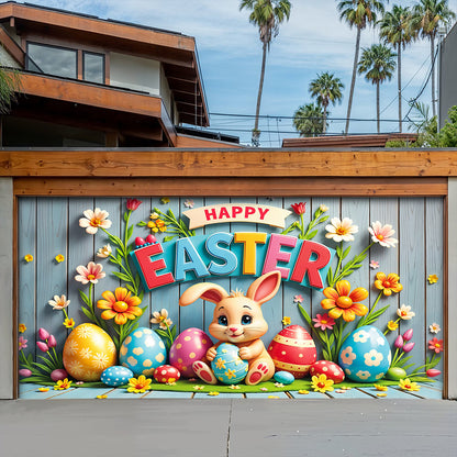 Christian Easter Garage Door Banner Decoration - Easter Bunny’s Spring Surprise