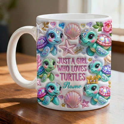 Sea Turtle Ceramic Mug Personalized Just A Girl Who Loves Turtles
