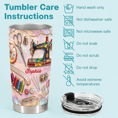 Sewing Lover 20 oz Tumbler Personalized Holographic Sewing Dreams